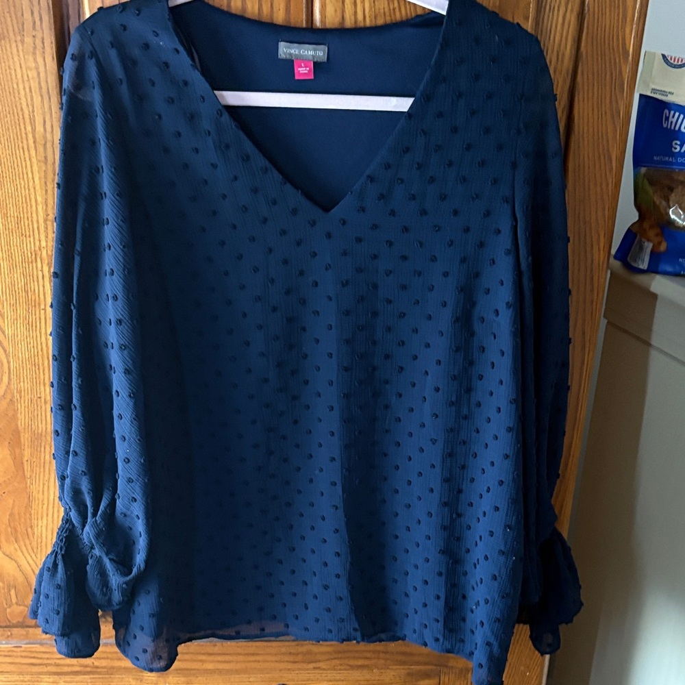 Vince Camuto Deep Blue Textured Top